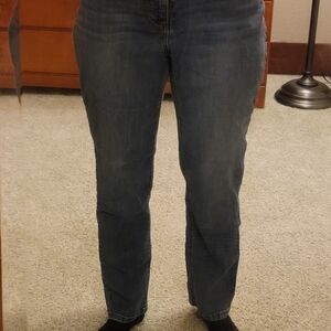 Terra & Sky Women's Straight Leg Jeans - Dark Blue